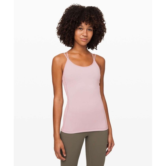 Lululemon Free To Be Tank *Everlux Bra Top Strappy Back Smoky Blush Sz 4 - Picture 5 of 9